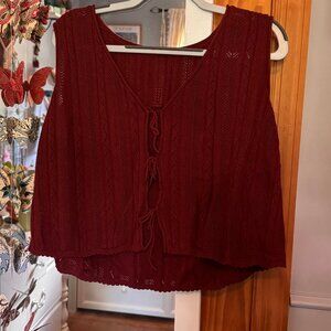 Sleeveless Crochet Tie-Front Top